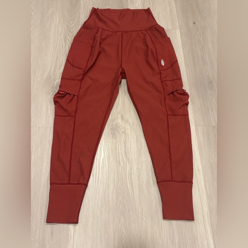 Free People Movement Take A Hike Harem Pants High Waisted Orange Red XS - Picture 5 of 9